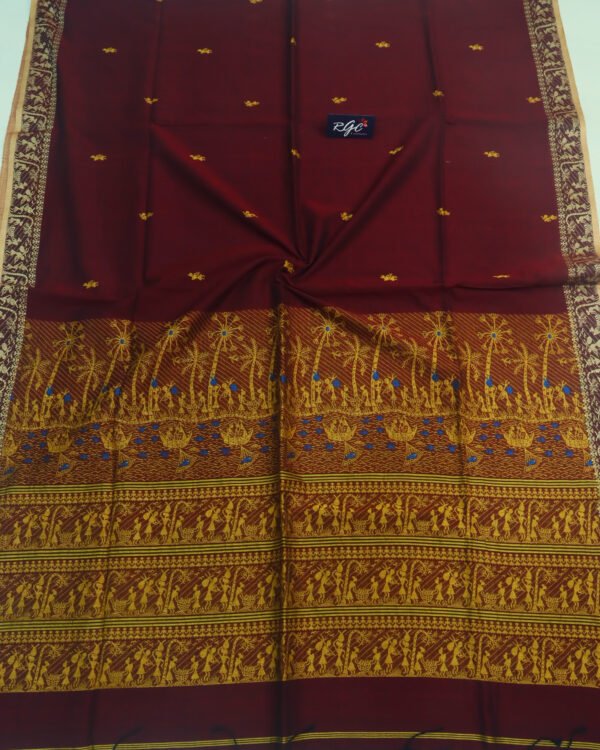 Maroon Worli Handloom Khadi Cotton Saree