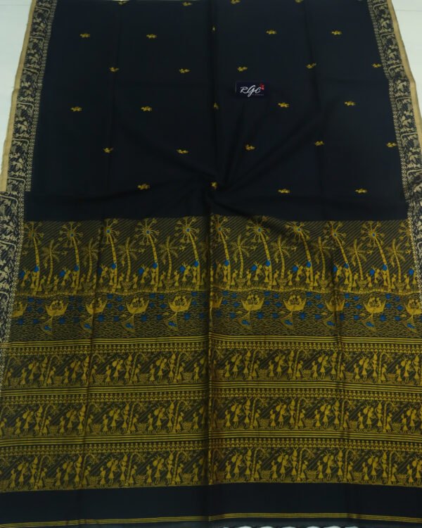 Black Worli Handloom Khadi Cotton Saree