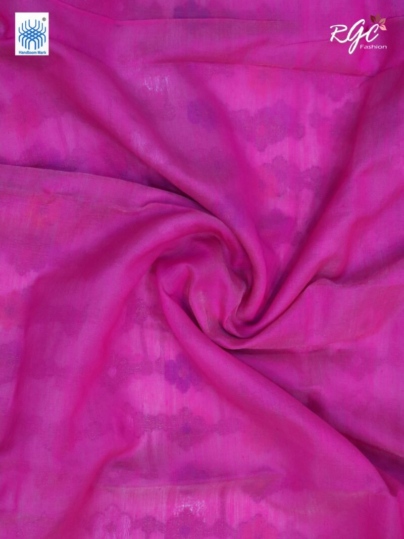 Pinkish White Pure Resham Dhakai Muslin Jamdani Saree - Image 4