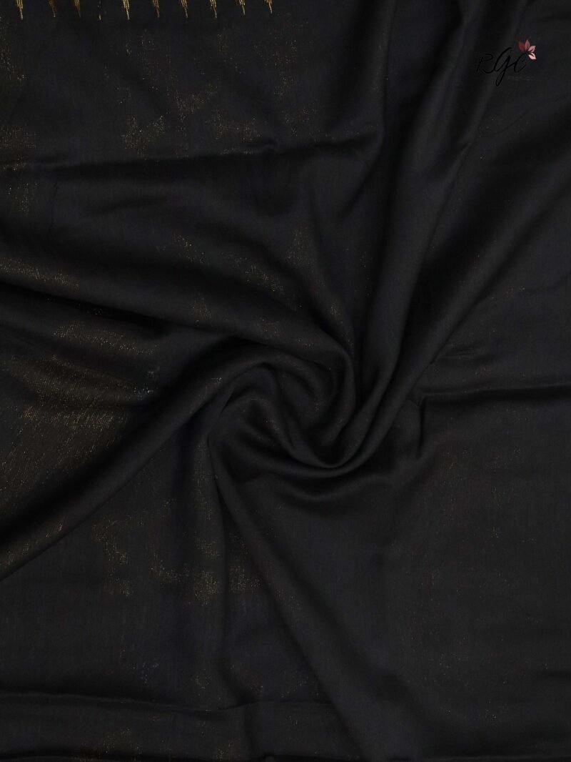 Black Pure Resham Matka Temple Work Jamdani Saree - Image 5