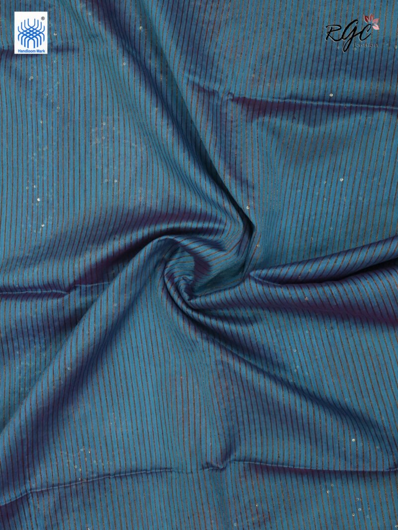 Dual Tone Bengal Katan Silk Sequence Work Jamdani Saree - Image 7