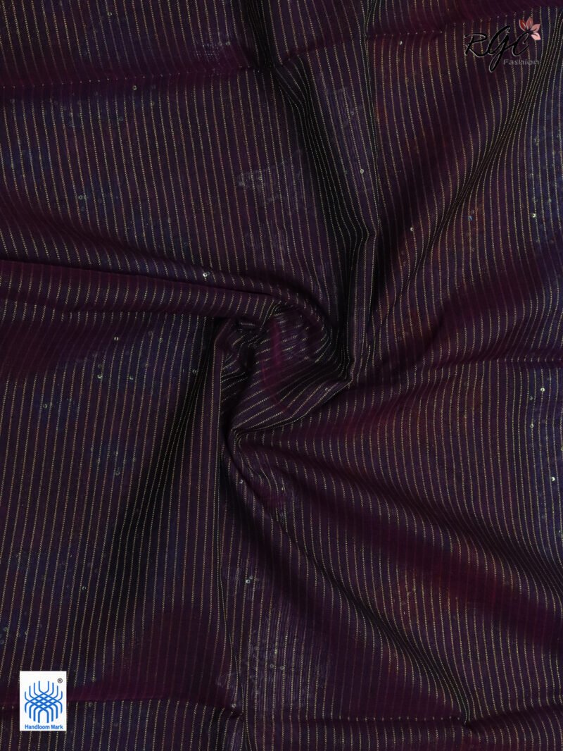 Beetroot Bengal Katan Silk Sequence Work Jamdani Saree - Image 6