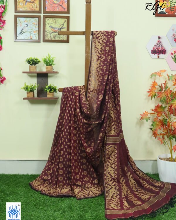 Maroon Cotton Allover Dhakai Jamdani Saree