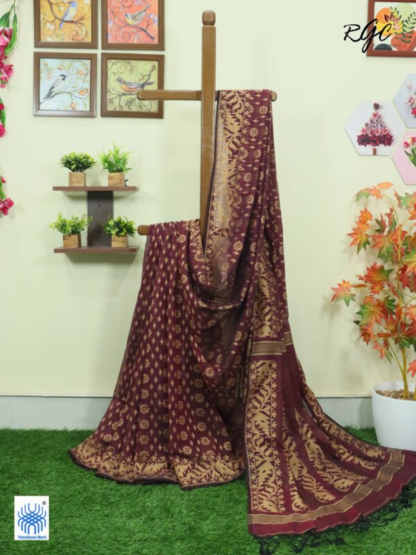 Maroon Cotton Allover Dhakai Jamdani Saree