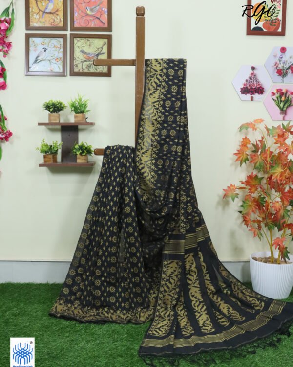 Black Cotton Allover Dhakai Jamdani Saree