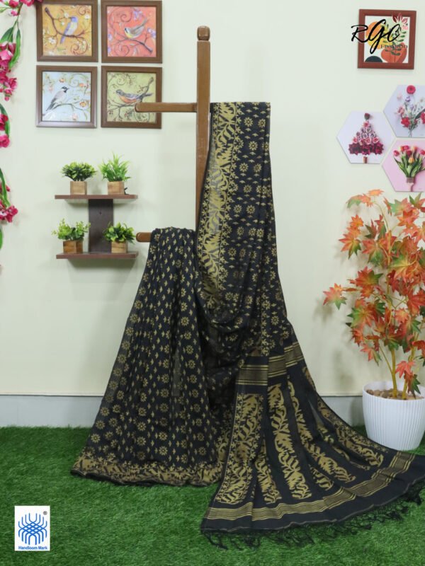 Black Cotton Allover Dhakai Jamdani Saree