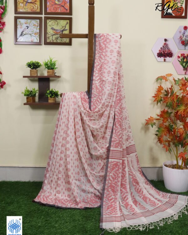 Off-Wite Cotton Allover Dhakai Jamdani Saree