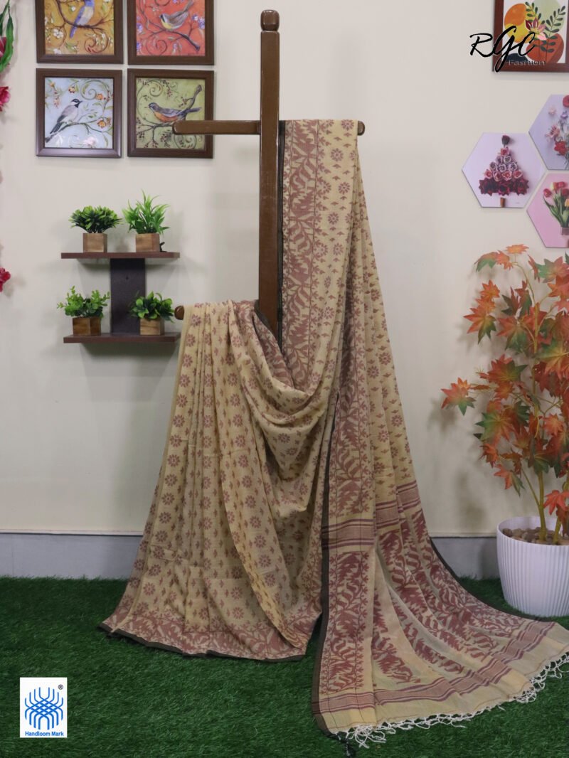 Light Biscute Cotton Allover Dhakai Jamdani Saree