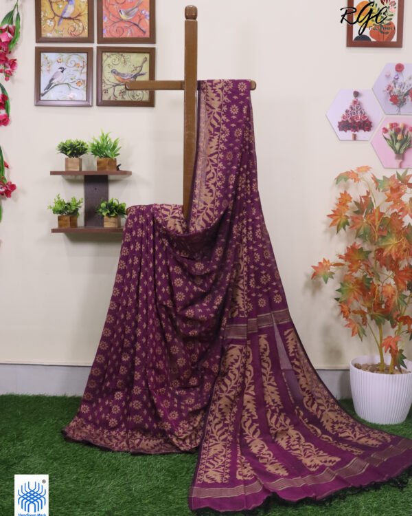Purple Cotton Allover Dhakai Jamdani Saree