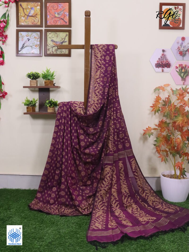 Purple Cotton Allover Dhakai Jamdani Saree