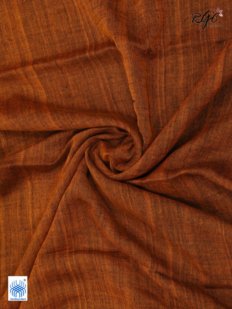 Chocolate Pure Linen Plain Saree - Image 7