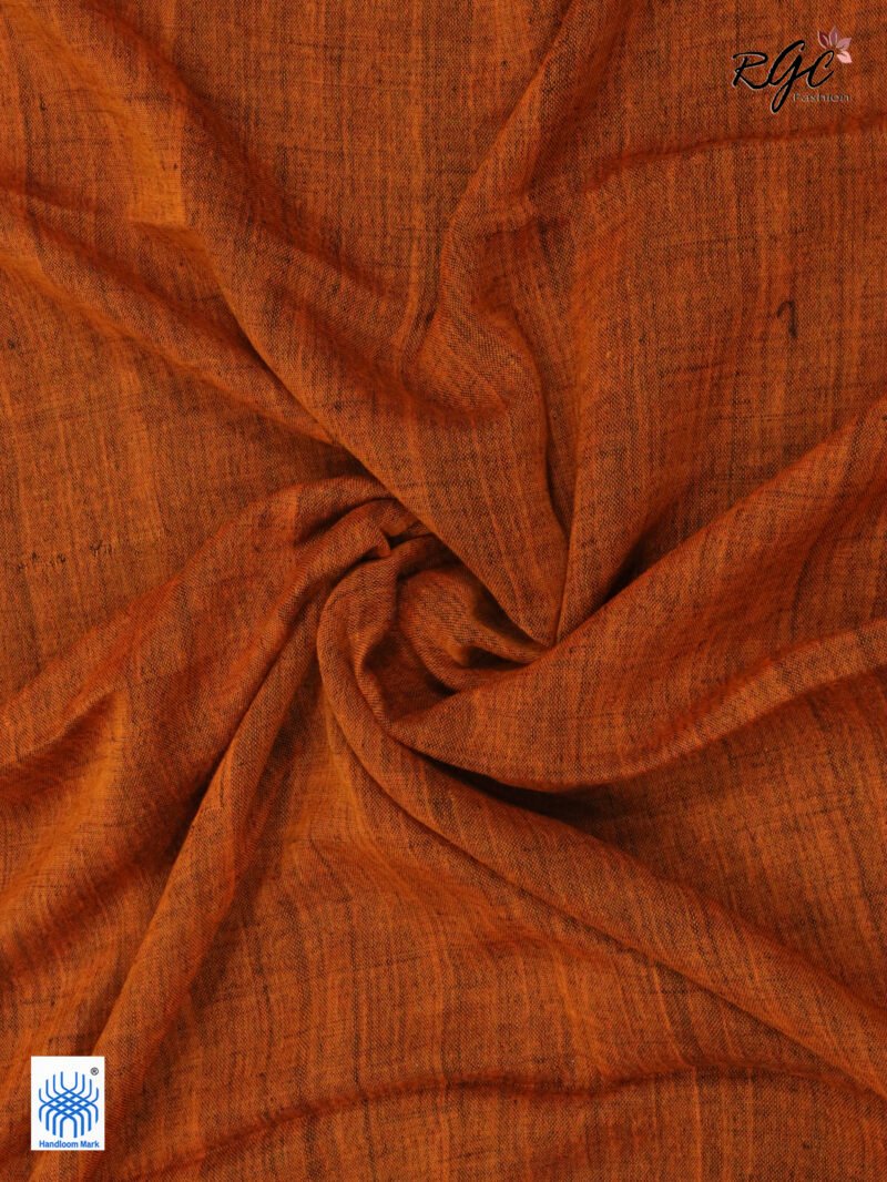 Bottle Green Pure Linen Plain Saree - Image 7
