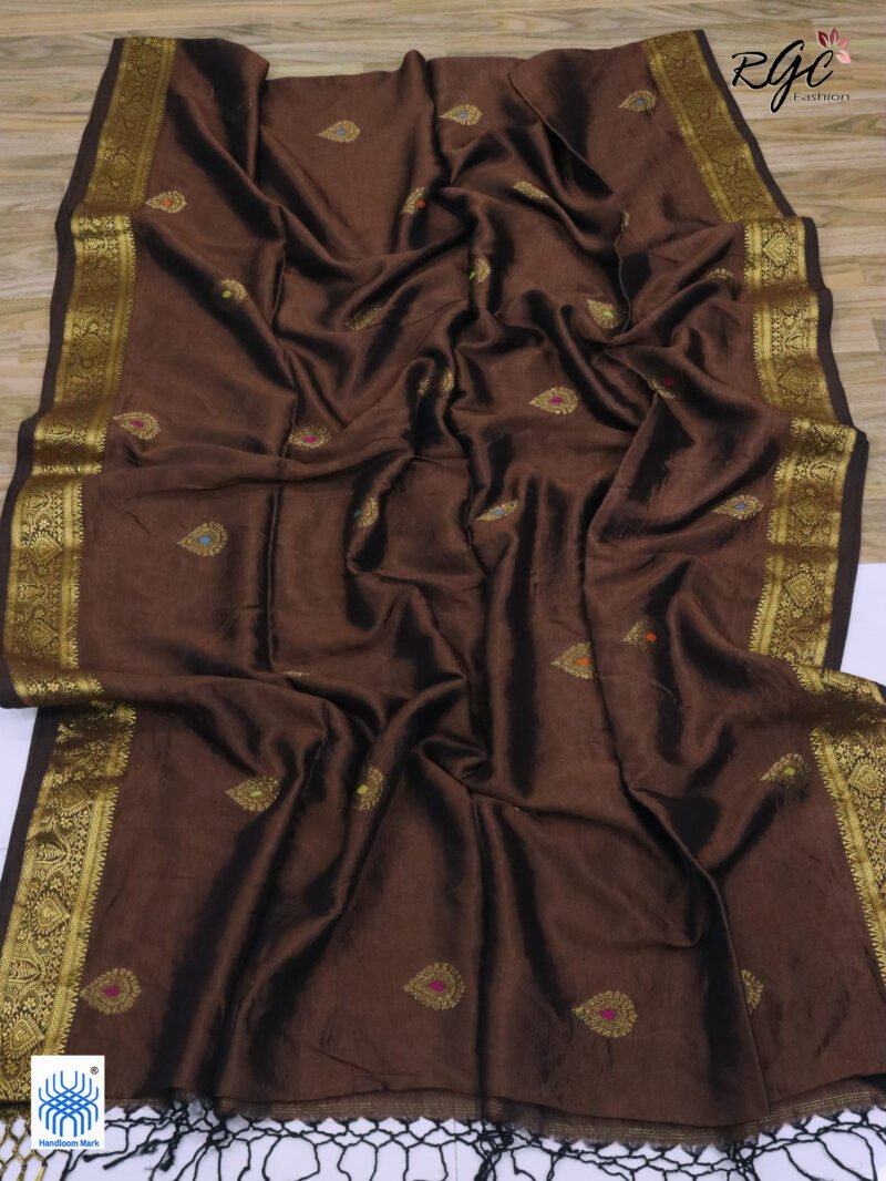 Brown Bengal Katan Silk Kanjivaram Saree - Image 4