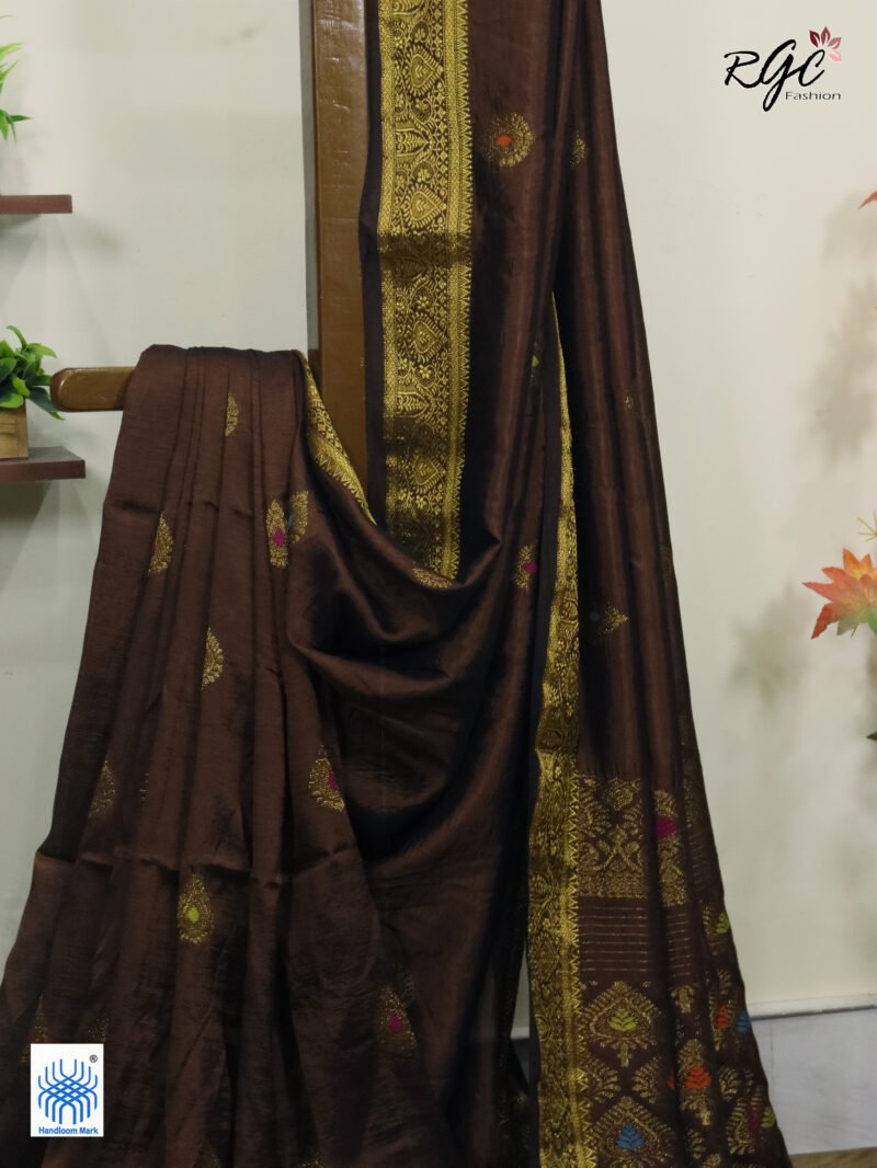 Brown Bengal Katan Silk Kanjivaram Saree - Image 8