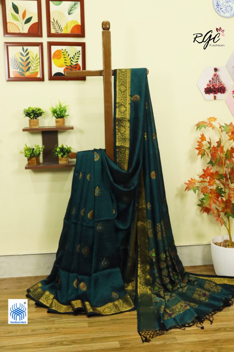 Rama Green Bengal Katan Silk Kanjivaram Saree