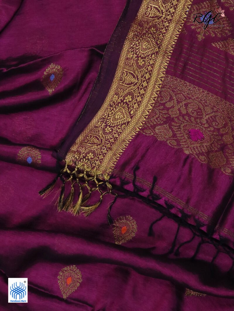 Beetroot Bengal Katan Silk Kanjivaram Saree - Image 5