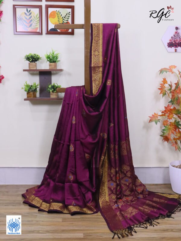 Beetroot Bengal Handloom Katan Silk Kanjivaram Saree