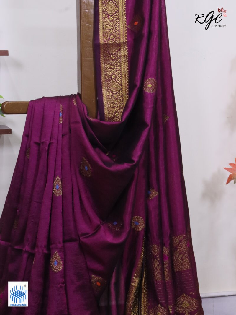 Beetroot Bengal Katan Silk Kanjivaram Saree - Image 8
