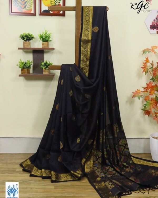 Black Bengal Katan Silk Kanjivaram Saree