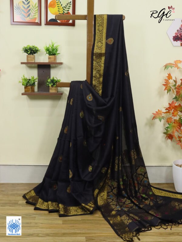 Black Bengal Handloom Katan Silk Kanjivaram Saree