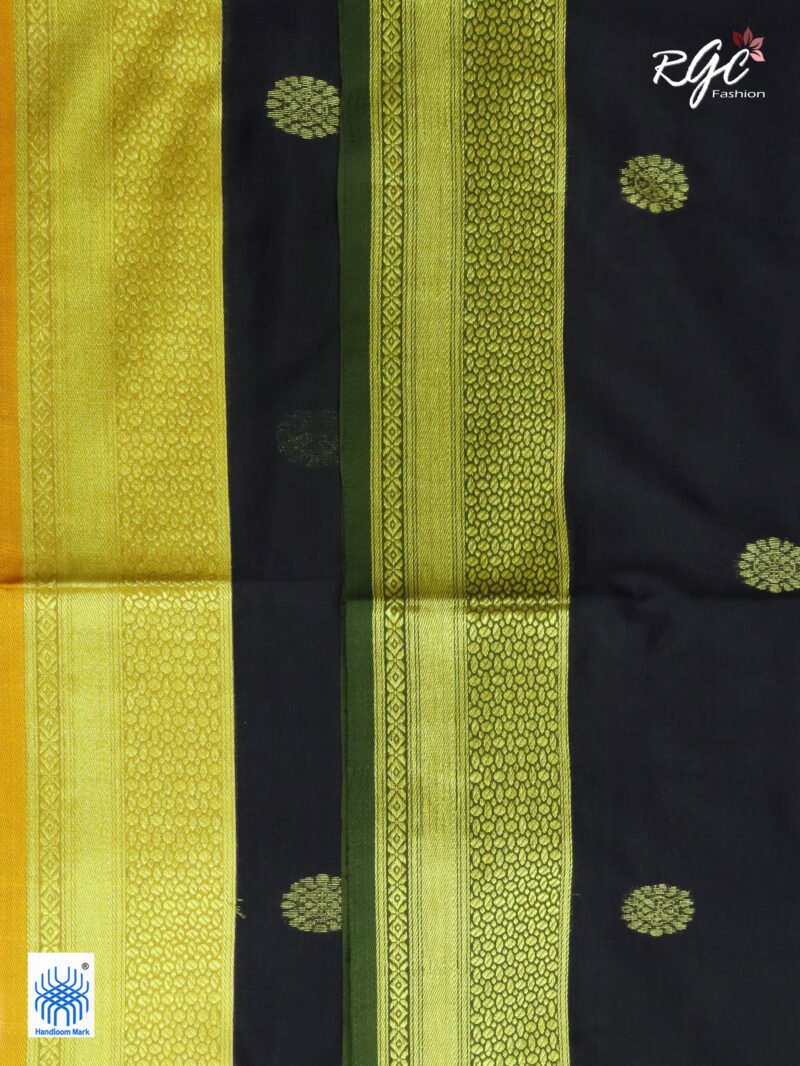 Black Bengal Katan Silk Benarasi Saree - Image 9