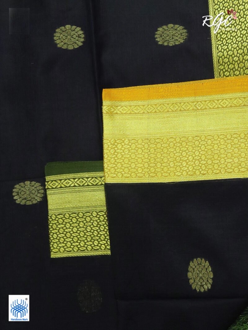 Black Bengal Katan Silk Benarasi Saree - Image 8