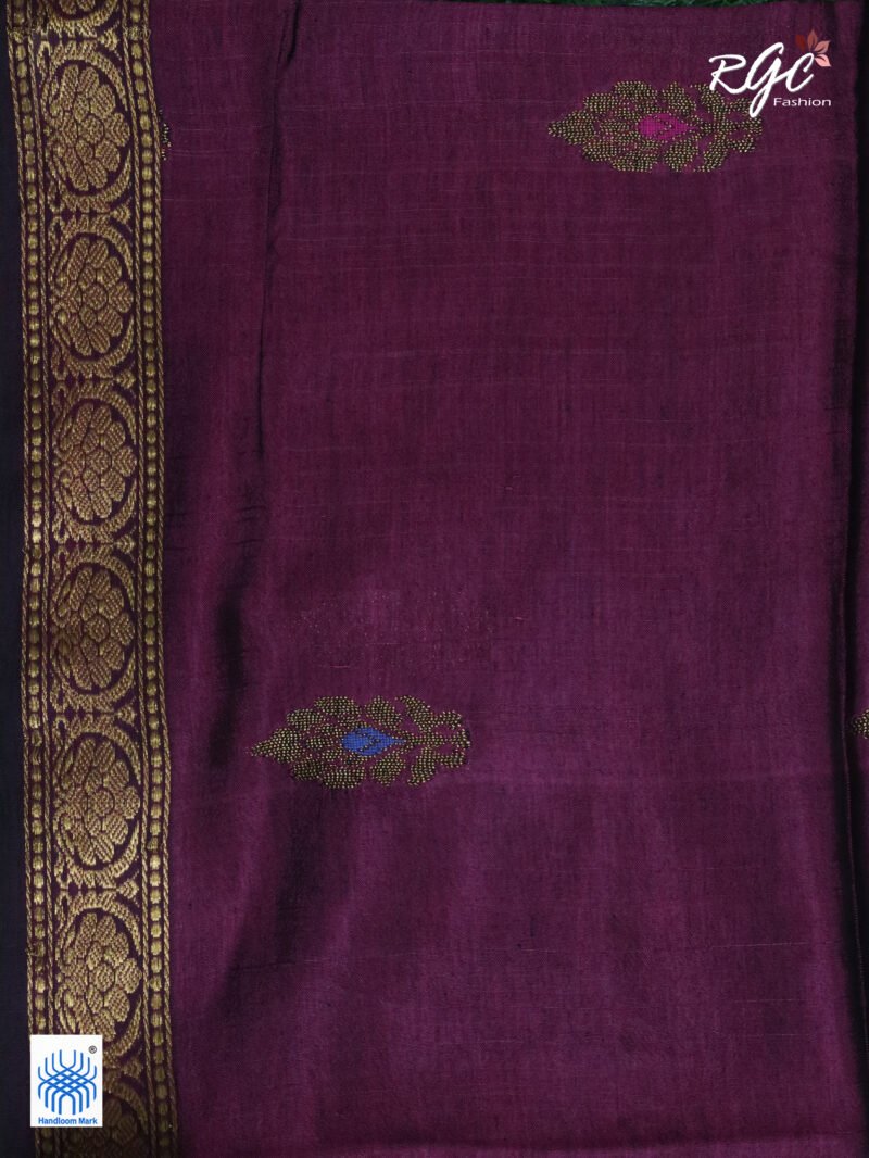 Wine Bengal Katan Silk Benarasi Saree - Image 2