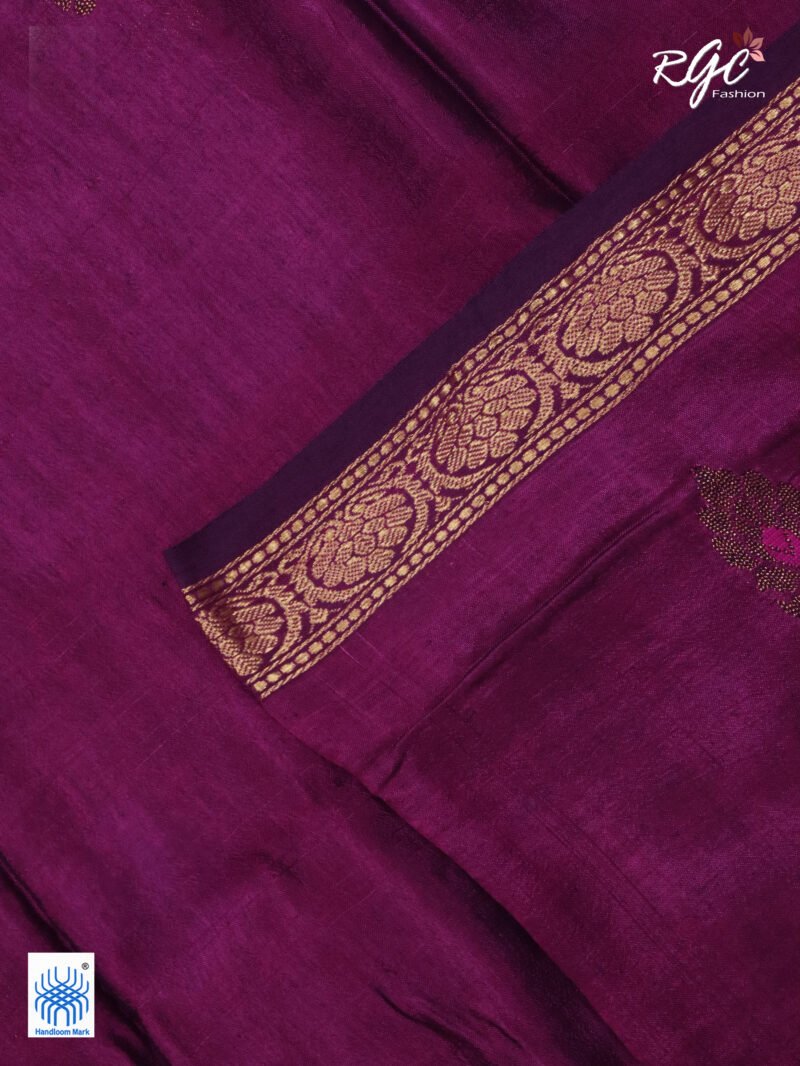 Beetroot Bengal Katan Silk Benarasi Saree - Image 7