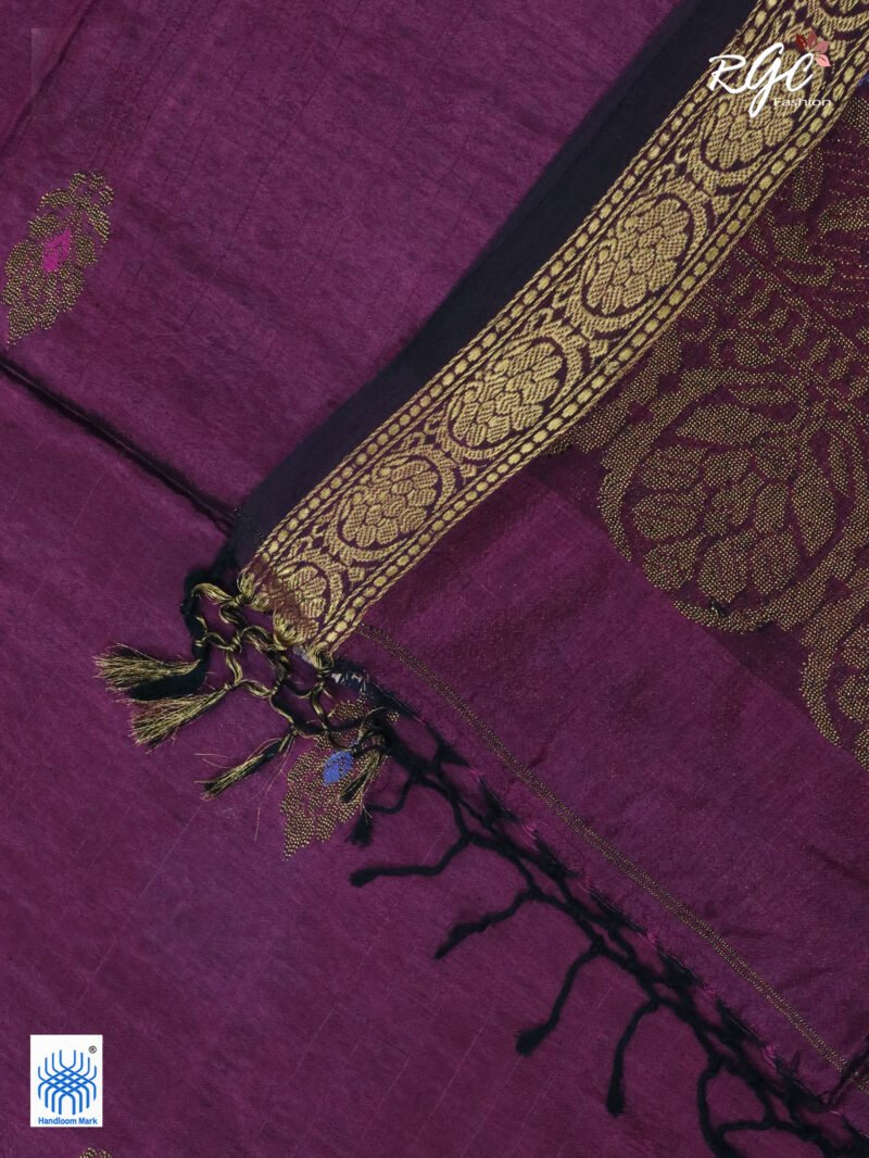 Wine Bengal Katan Silk Benarasi Saree - Image 4