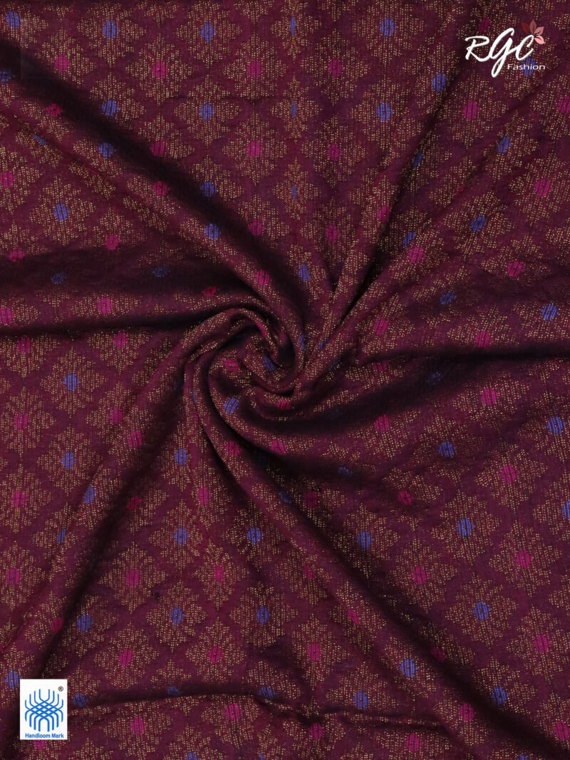Beetroot Bengal Katan Silk Benarasi Saree - Image 4