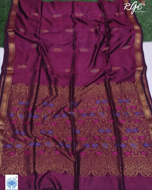 Beetroot Bengal Katan Silk Benarasi Saree