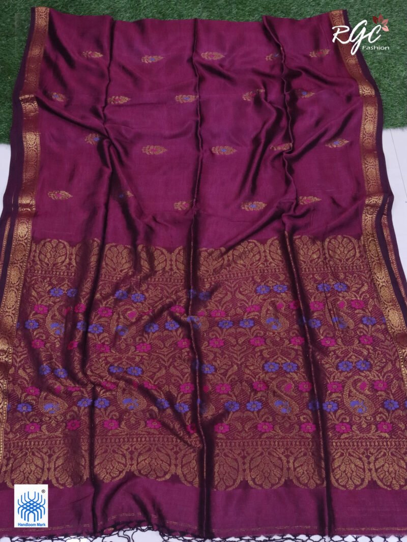 Beetroot Bengal Katan Silk Benarasi Saree