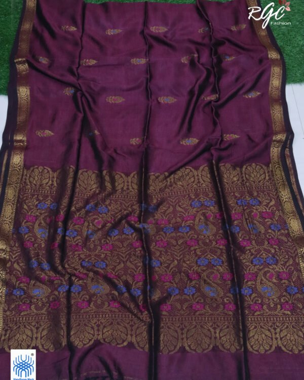Wine Bengal Katan Silk Benarasi Saree