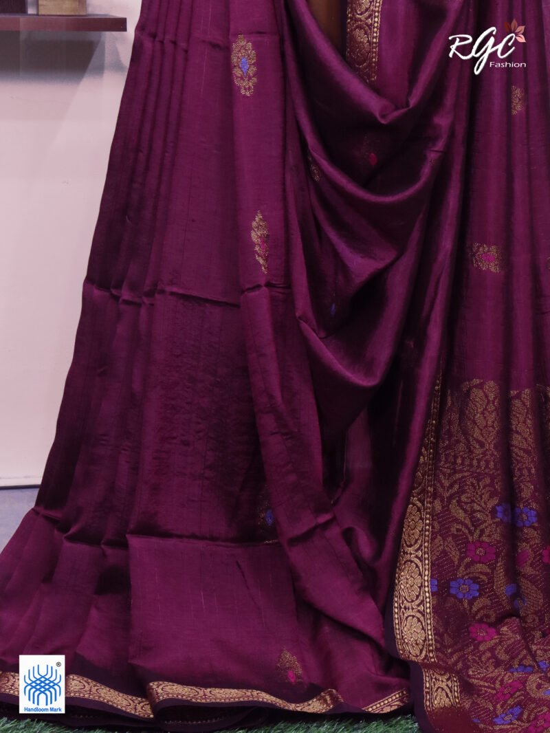 Beetroot Bengal Katan Silk Benarasi Saree - Image 9