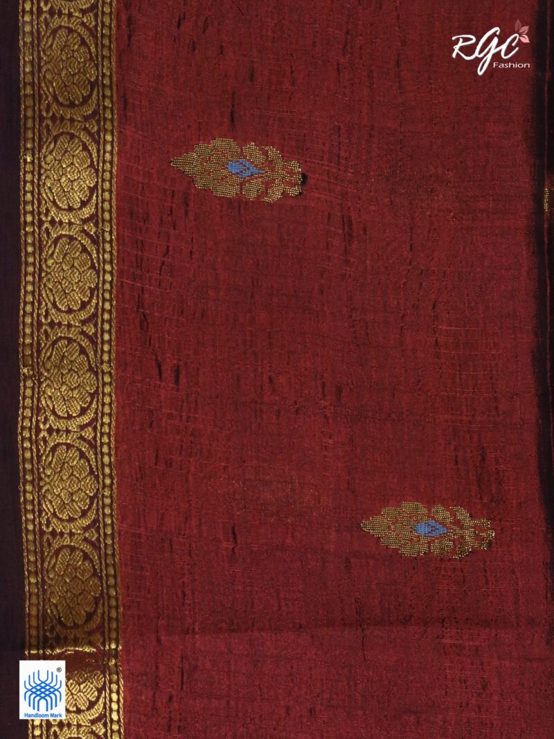 Rust Bengal Katan Silk Benarasi Saree - Image 10