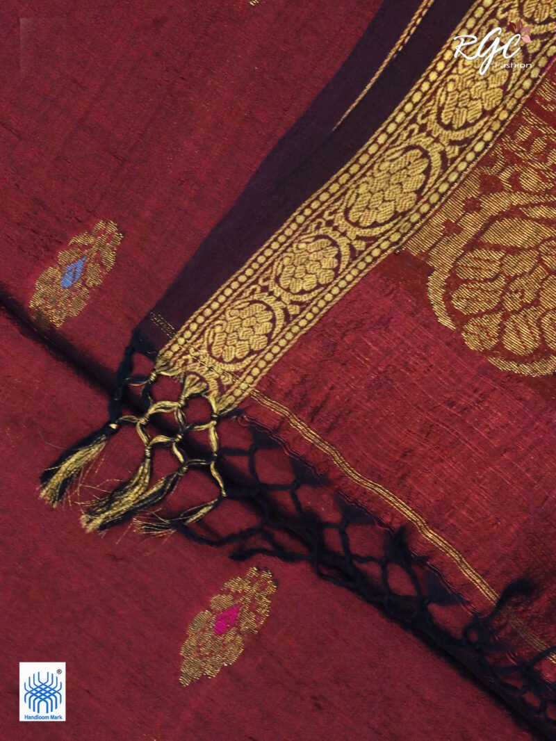 Rust Bengal Katan Silk Benarasi Saree - Image 8