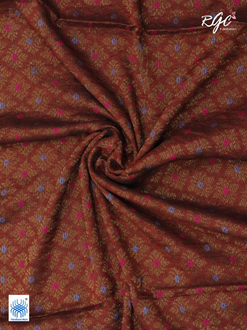 Rust Bengal Katan Silk Benarasi Saree - Image 6