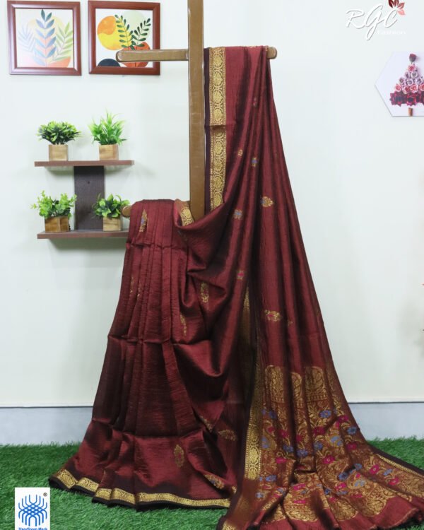 Rust Bengal Katan Silk Benarasi Saree