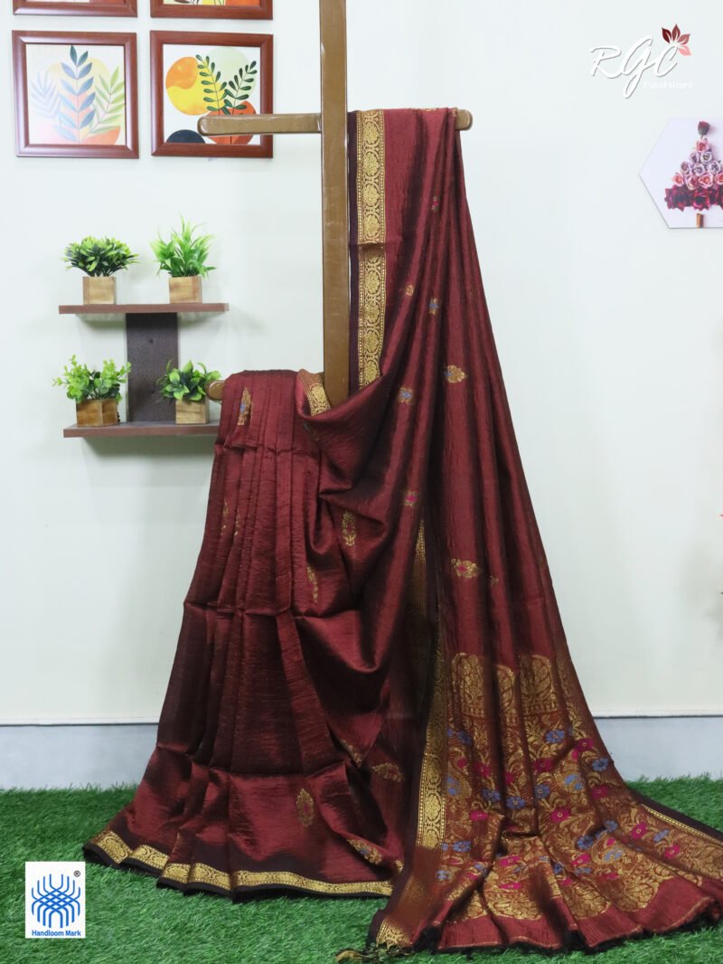 Rust Bengal Katan Silk Benarasi Saree