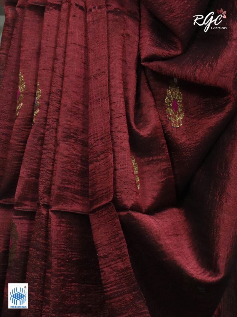 Rust Bengal Katan Silk Benarasi Saree - Image 4