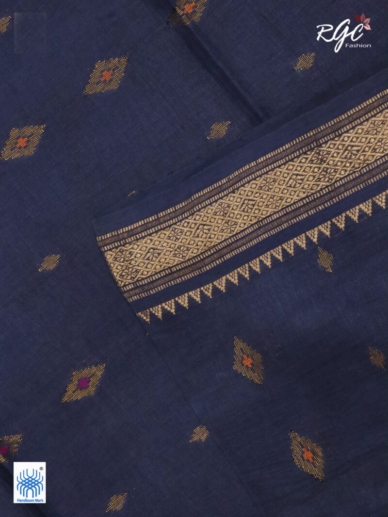 Deep Gray Organic Linen Benarasi Saree - Image 9
