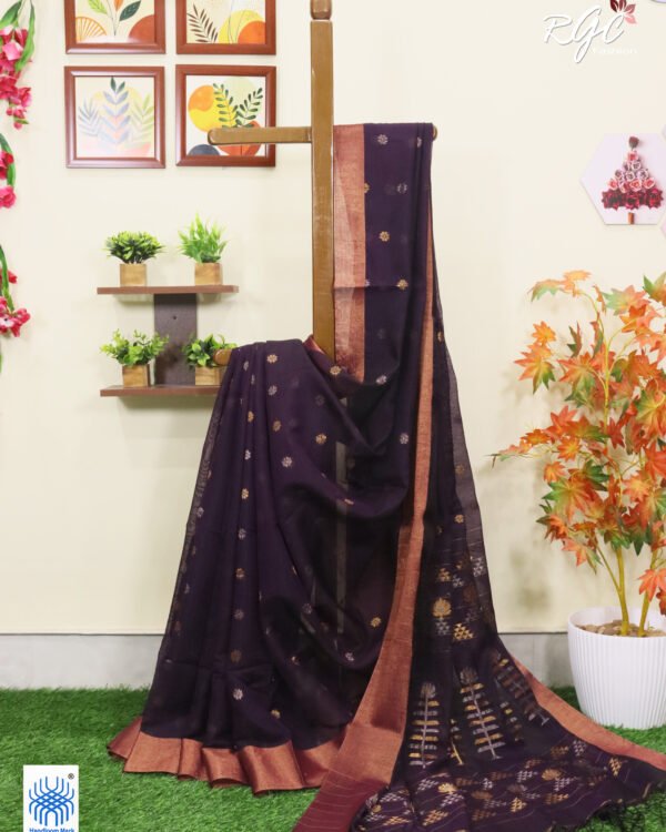 Purple Cotton Silk Zari Jamdani Saree