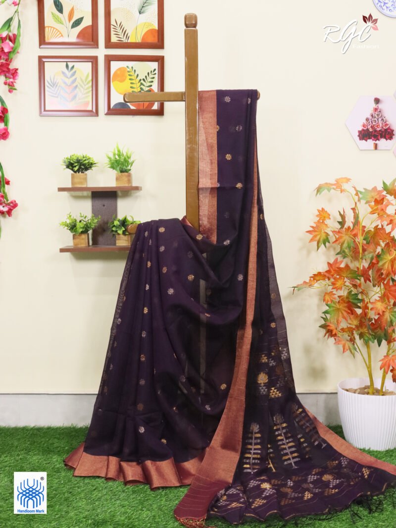Purple Cotton Silk Zari Jamdani Saree