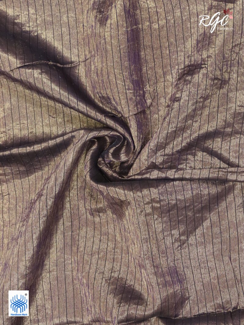 Purple Black Cotton Silk Zari Jamdani Saree - Image 5