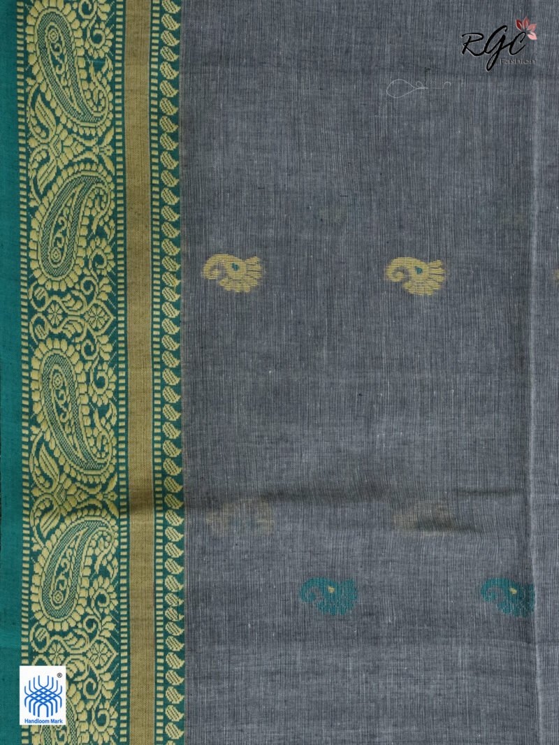 Gray Bengal Pure Cotton Traditional Saree - Image 6