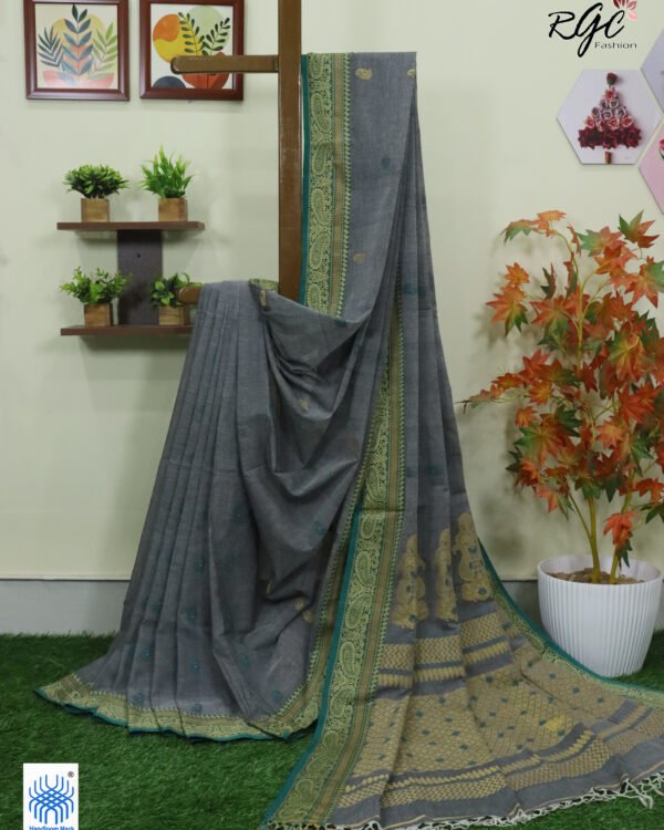 Gray Bengal Pure Cotton Traditional Saree