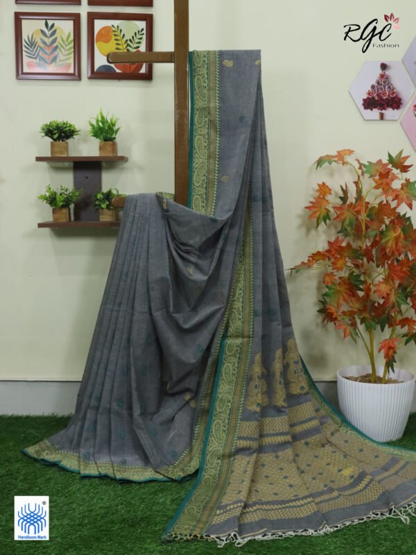 Gray Bengal Pure Cotton Traditional Saree