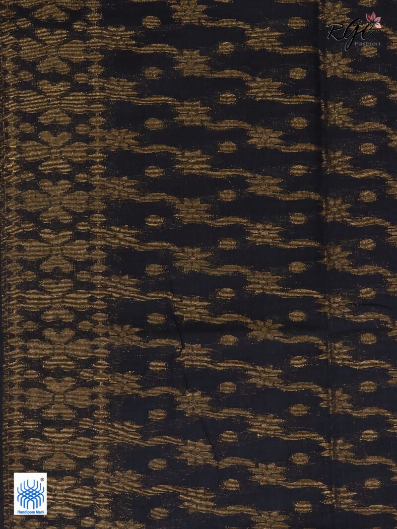 Black Pure Cotton Allover Jamdani Saree - Image 10