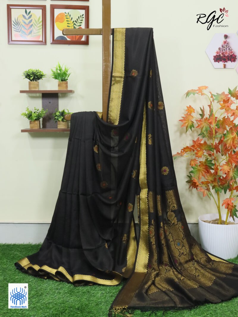 Black Bengal Katan Silk Benarasi Saree