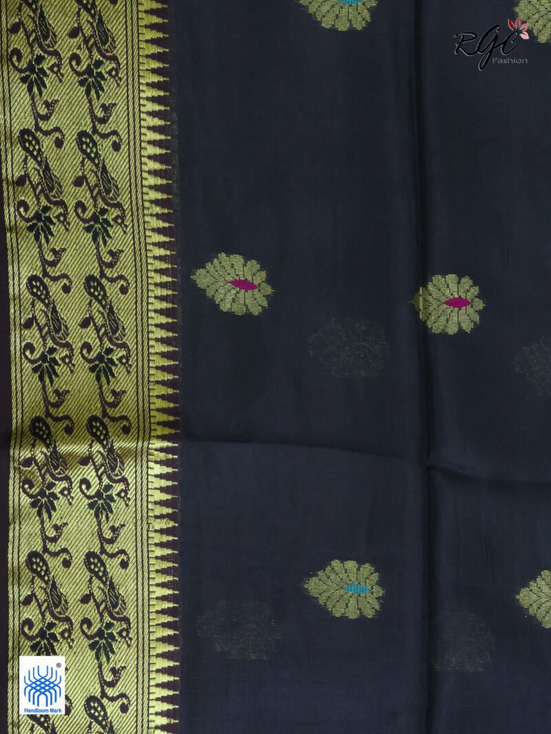 Black Bengal Katan Silk Paithani Saree - Image 2